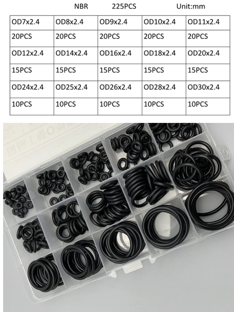 Auto Repair Cs - CS 2,4mm 225-teiliges NBR Gummi-O-Ring-Set 15